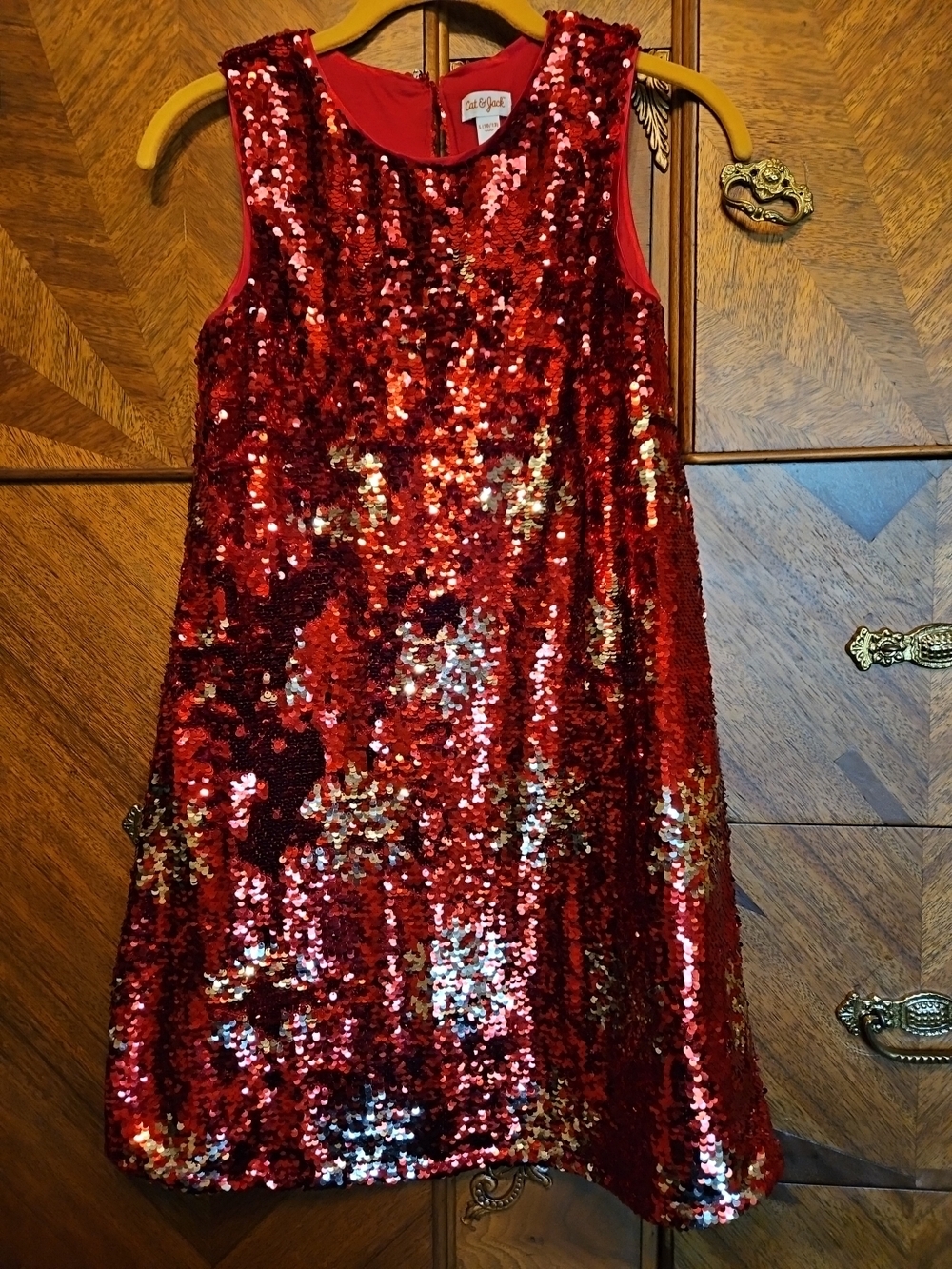 Cat & Jack Red  Disappearing Sequins Girls' Party Dress Size 10-12 Large